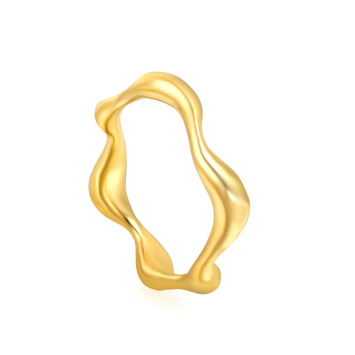 New irregular glossy wave abstract fashion eating ring asonjewelry